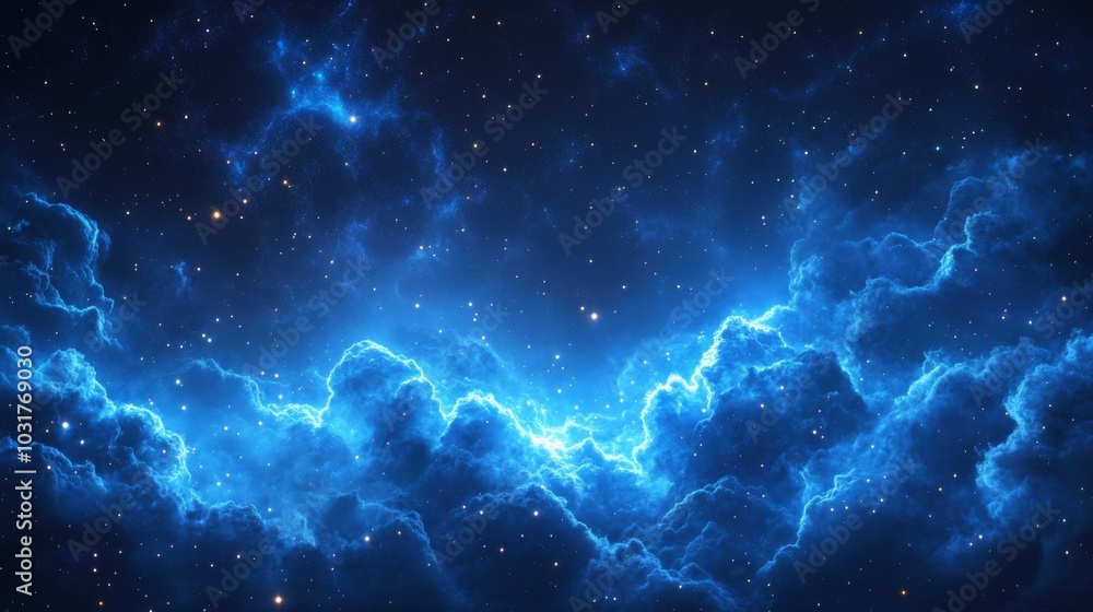 Fototapeta premium Stunning Blue Nebula in Outer Space