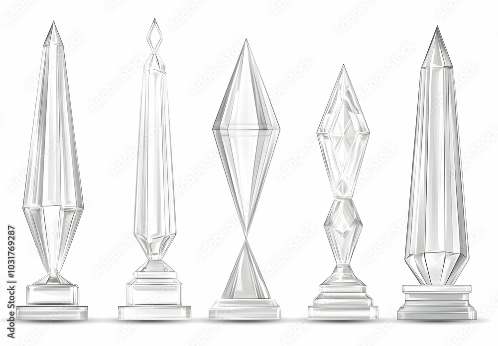 Set of Five Crystal Awards. Set of Five Crystal Awards.