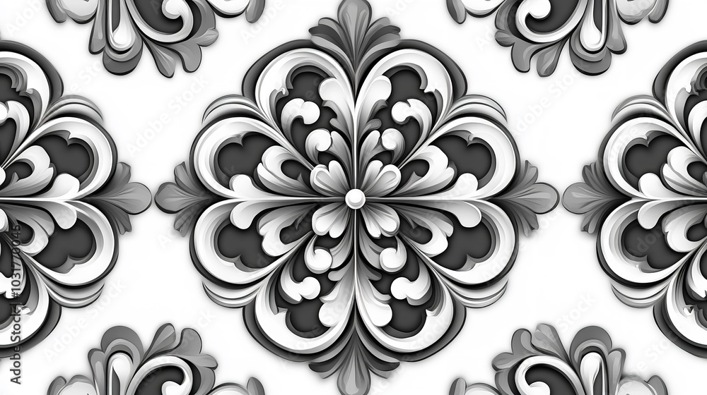 Black and white seamless pattern with flowers. Ink Drawing Black and white seamless pattern with flowers. Ink Drawing