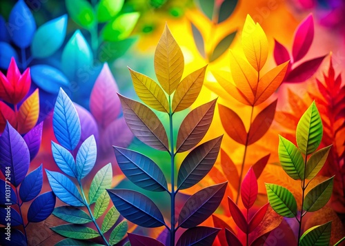 Wallpaper Mural Vibrant Rainbow Spectrum Paper Leaves Silhouette Photography for Abstract Art Enthusiasts Torontodigital.ca