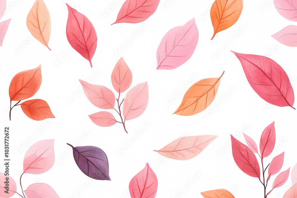 Fototapeta premium Elegant watercolor leaves a soft and serene nature pattern perfect for seasonal designs and backgrounds