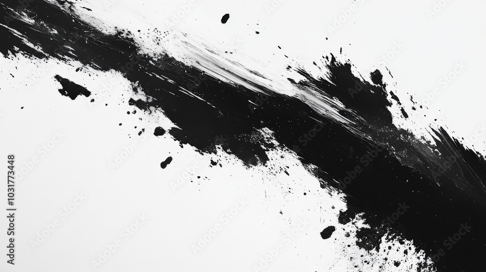 Abstract Black Brushstroke on White Background Abstract Black Brushstroke on White Background