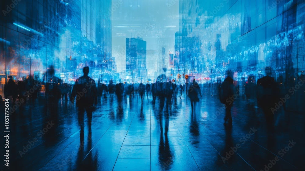 Abstract Blue Cityscape with Motion Blur Abstract Blue Cityscape with Motion Blur