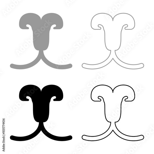 Cat's nose mouth cat pet concept veterinary set icon grey black color vector illustration image solid fill outline contour line thin flat style