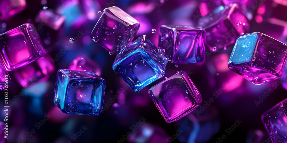 Abstract Purple and Blue Ice Cubes. Abstract Purple and Blue Ice Cubes.