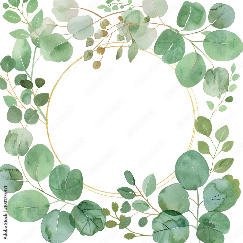 Fototapeta premium Elegant Watercolor Leaves Frame for Beautiful Invitations and Greeting Cards