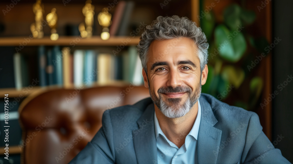 Obraz premium Professional man smiling in an office setting
