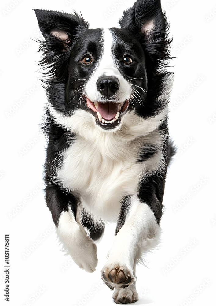 Happy Border Collie Running Towards Camera. Happy Border Collie Running Towards Camera.