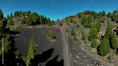 Aerial drone view of the landscape of La Palma, Canary Islands, Spain