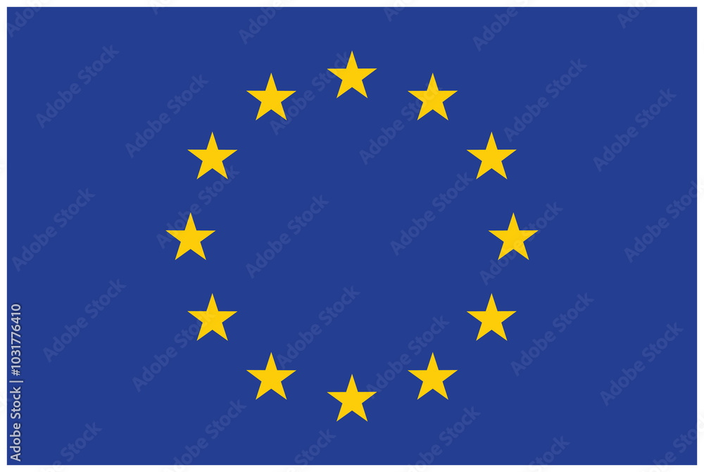Flag of the European Union. Vector rectangle flag with white frame Flag of the European Union. Vector rectangle flag with white frame