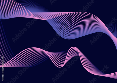 Dark purple, blue and pink gradient background web banner with abstract blended colour and lined wavy textures photo