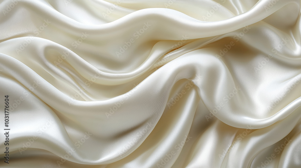Fototapeta premium Elegant cream satin fabric draped in soft waves