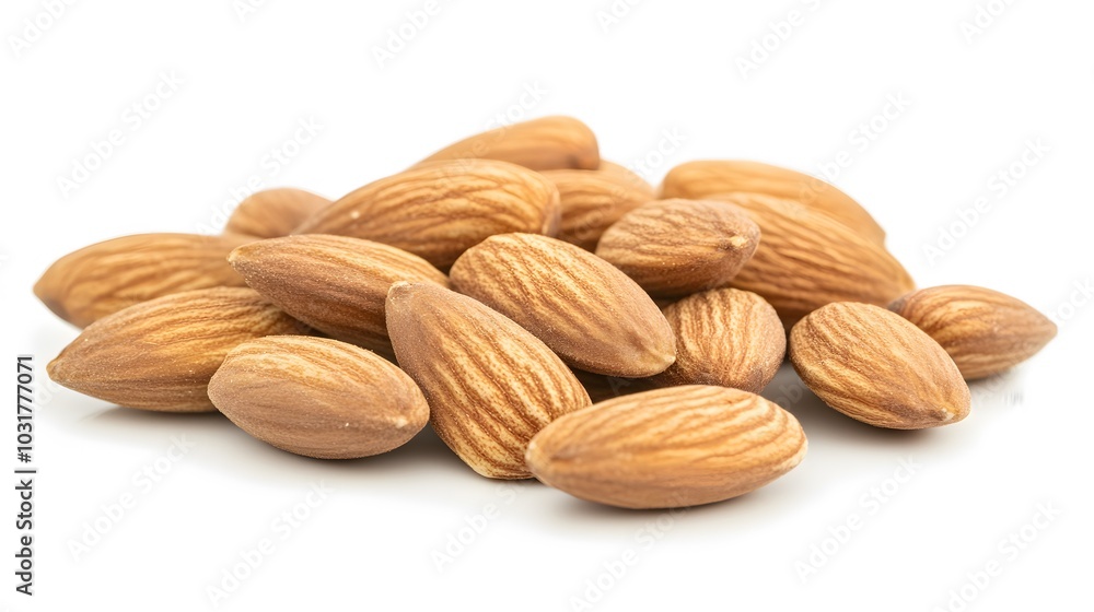 almonds on white background. Isolated. almonds on white background. Isolated.