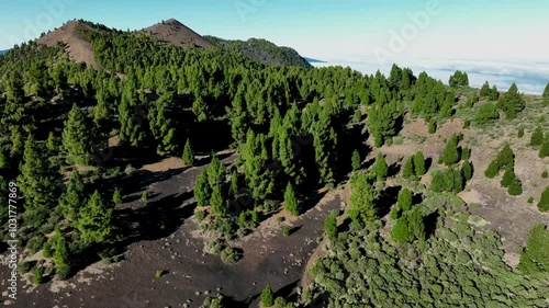 Aerial drone view of the landscape of La Palma, Canary Islands, Spain