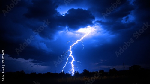 Spectacular Lightning in Night Sky