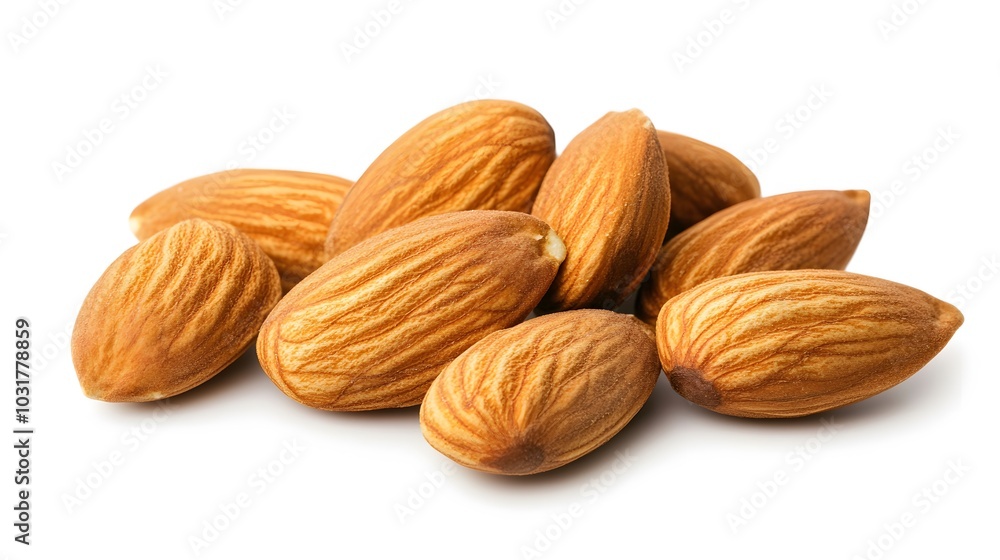 almonds on white background. Isolated. almonds on white background. Isolated.