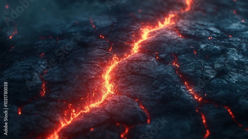 Lava Fissure on Volcanic Rock