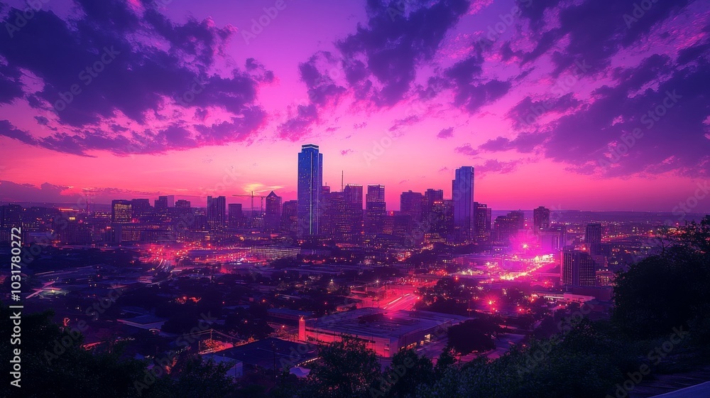 Obraz premium Vibrant Cityscape at Dusk