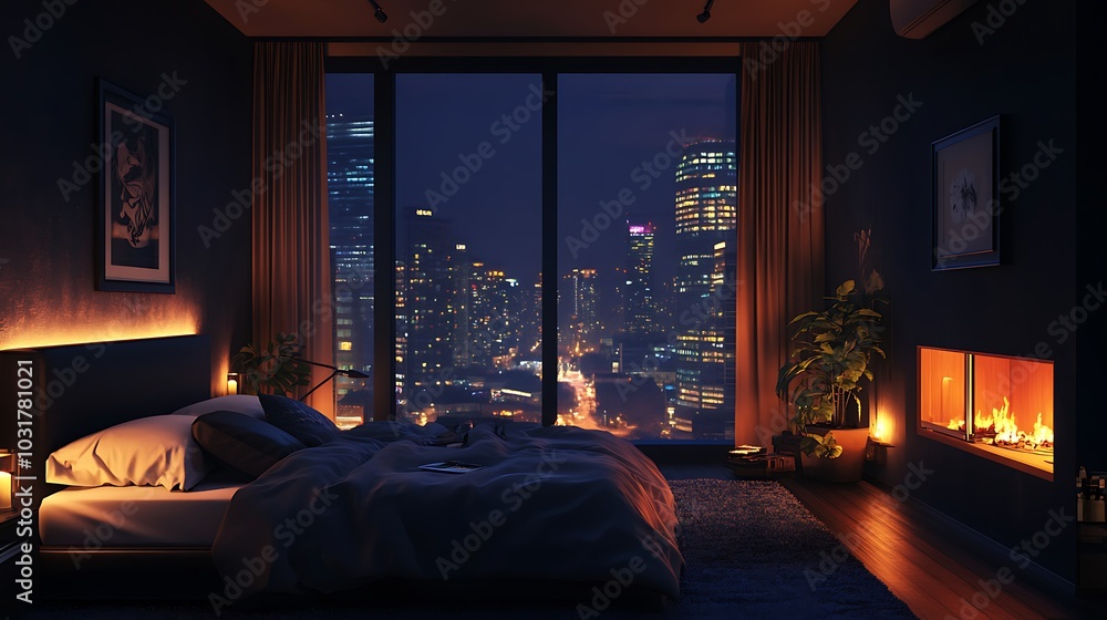 Elegant and Cozy Modern Bedroom Interior Design with Stylish Decor, mockup, poster and Background Elegant and Cozy Modern Bedroom Interior Design with Stylish Decor, mockup, poster and Background