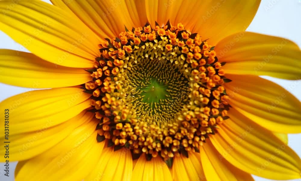 A single sunflower with yellow petals and brown center is isolated on a white background. A single sunflower with yellow petals and brown center is isolated on a white background.