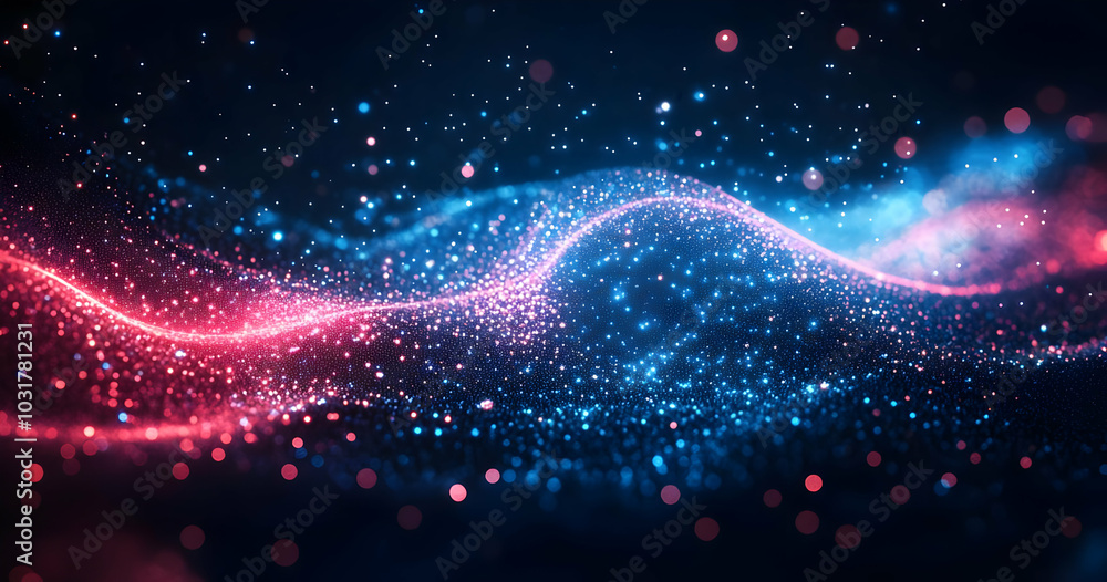 Fototapeta premium Abstract Blue and Pink Glittering Particles.