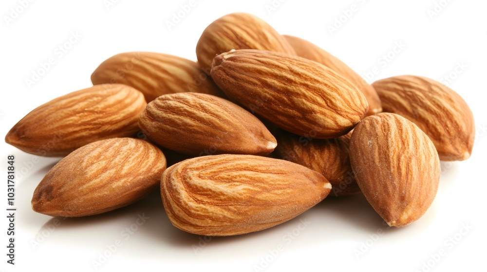 almonds on white background. Isolated. almonds on white background. Isolated.