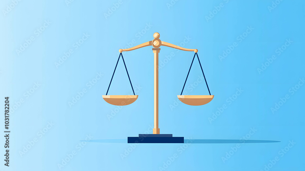 An illustration of a balanced scale, perfectly balanced. Laws and penalties for offenders. An illustration of a balanced scale, perfectly balanced. Laws and penalties for offenders.