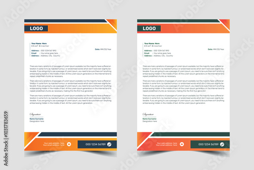 Unique colorful Creative Corporate eye-catching Letterhead design vector pro template layout