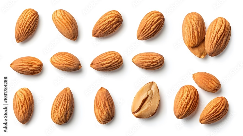 almonds on white background. Isolated. almonds on white background. Isolated.