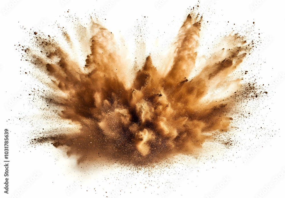 Brown Dust Explosion Isolated on White Background. Brown Dust Explosion Isolated on White Background.
