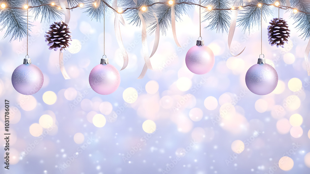 A Charming 3D Hanging Christmas Decoration Featuring Oversized Balls and Pinecones Along with Twinkling Lights A Charming 3D Hanging Christmas Decoration Featuring Oversized Balls and Pinecones Along with Twinkling Lights