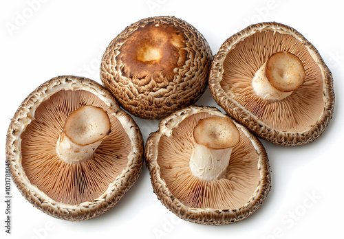 Fresh Brown Mushrooms Isolated on White Background.