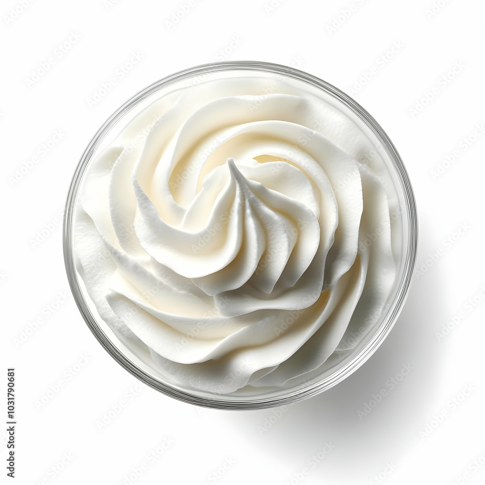 Whipped Cream in Glass Bowl. Whipped Cream in Glass Bowl.