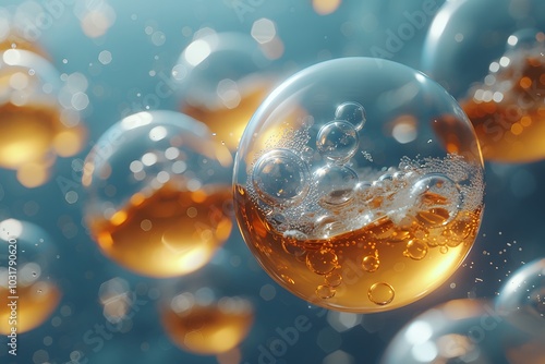 Abstract Liquid Bubbles in Motion Art - Design for Prints and Posters