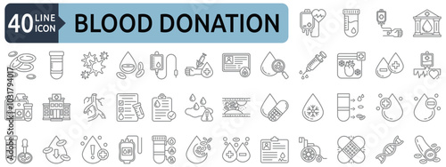 Blood donation icon set