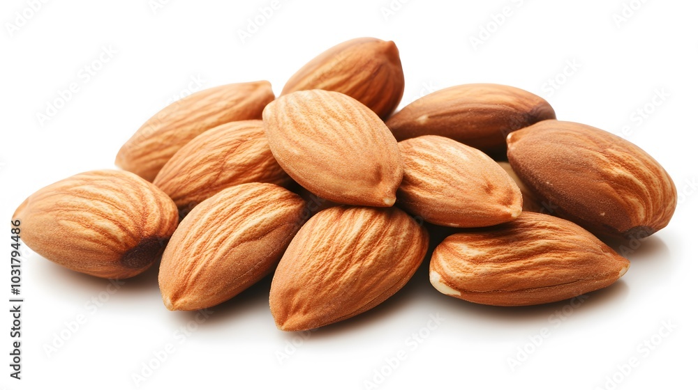 almonds on white background. Isolated. almonds on white background. Isolated.