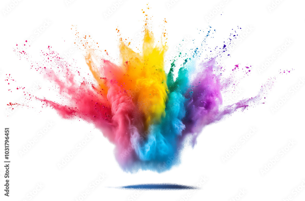 Exploding Rainbow of Colors with Bright Holi Powder Clouds, Festive Abstract Burst in Motion, Isolated on a Transparent Background Exploding Rainbow of Colors with Bright Holi Powder Clouds, Festive Abstract Burst in Motion, Isolated on a Transparent Background