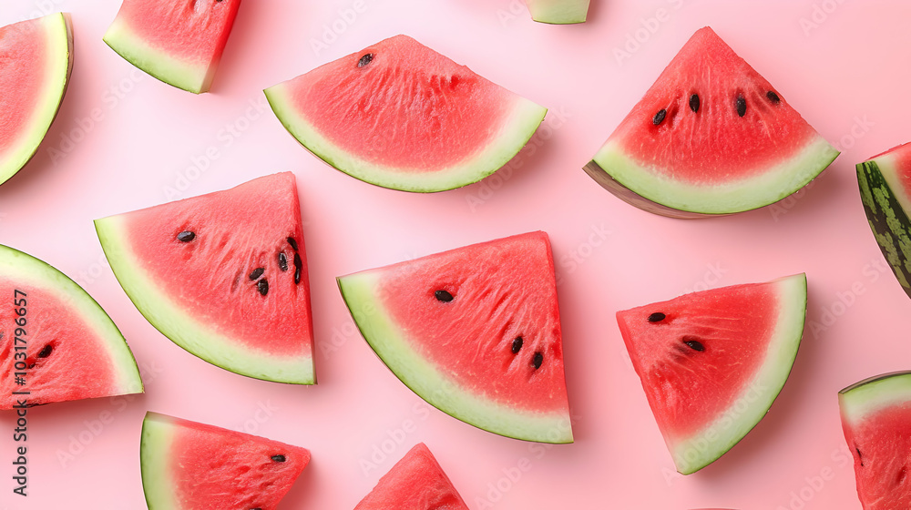 Watermelon Slices on Pink Background. Watermelon Slices on Pink Background.