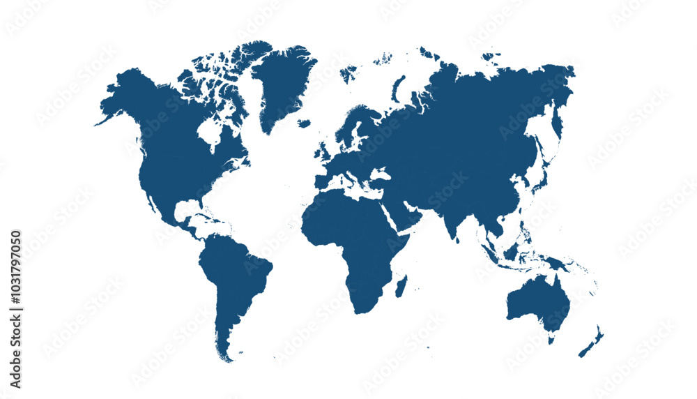 World map. Blue modern vector map. Silhouette map
