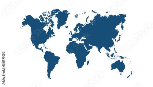 World map. Blue modern vector map. Silhouette map