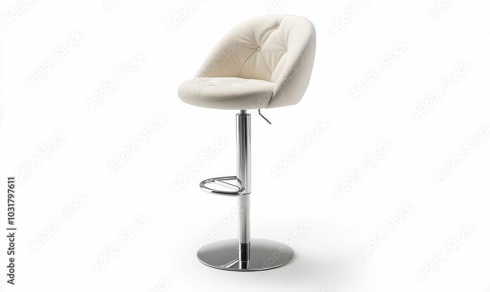 White leather bar stool with chrome base. White leather bar stool with chrome base.