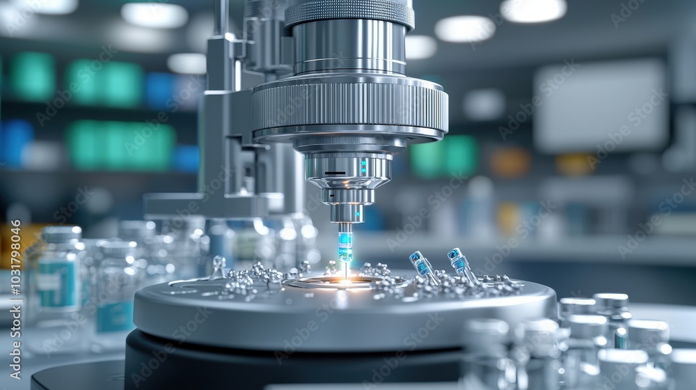 Automated Pharmaceutical Filling Machine in Lab Setting Automated Pharmaceutical Filling Machine in Lab Setting