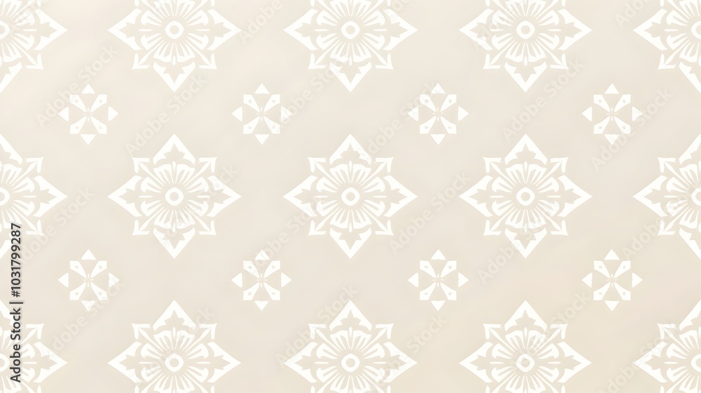 Soft Beige and White Minimalist Thai Pattern Background with Subtle Geometric Motifs Soft Beige and White Minimalist Thai Pattern Background with Subtle Geometric Motifs