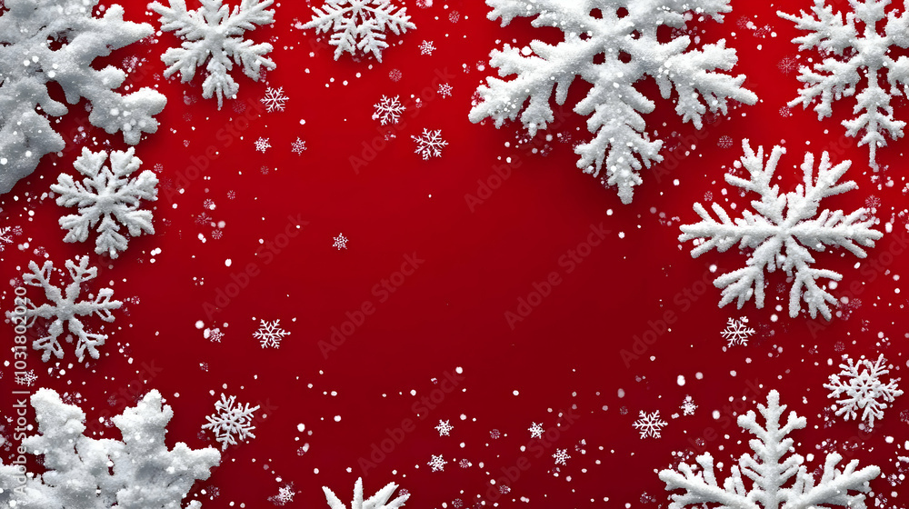 Red Christmas Background with White Snowflakes. Red Christmas Background with White Snowflakes.