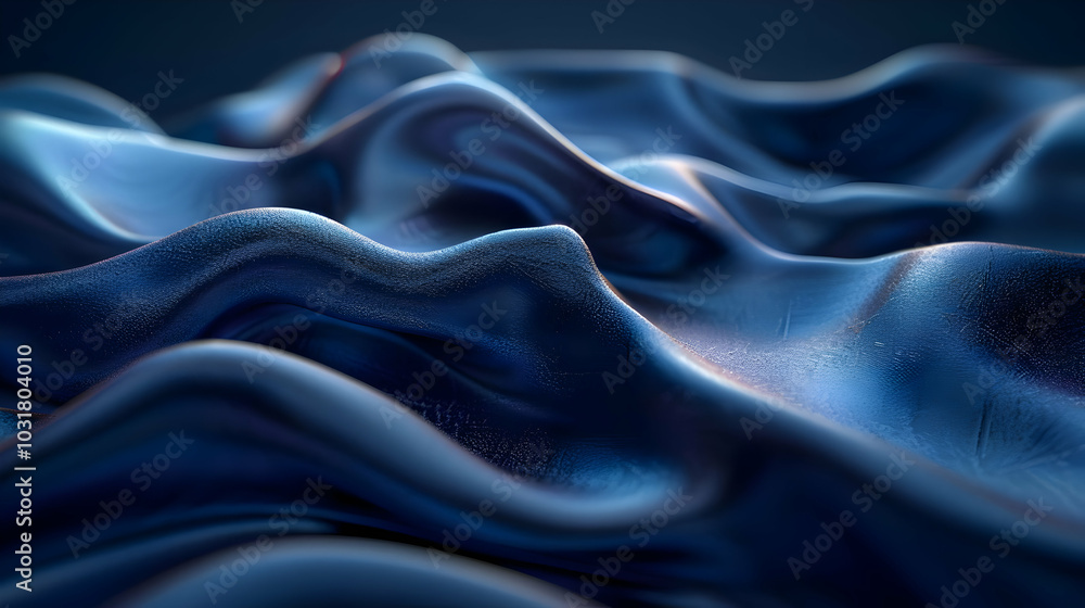 Abstract 3D Blue Wavy Background - Rendering Abstract 3D Blue Wavy Background - Rendering
