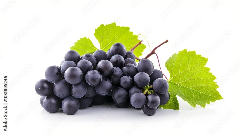 Exquisite Collection: Kyoho Grape Bunch & Black Wine Grape on White Background - Captivating Vi Exquisite Collection: Kyoho Grape Bunch & Black Wine Grape on White Background - Captivating Vi
