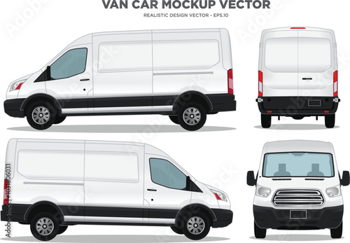 Van car mockup vector for branding on white background