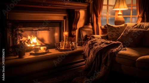 Cozy Fireplace and Sofa