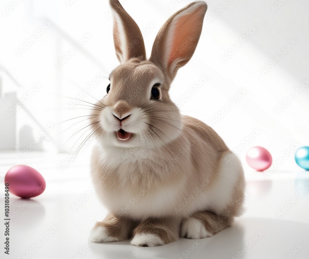 Fototapeta premium Happy bunny isolated on white background