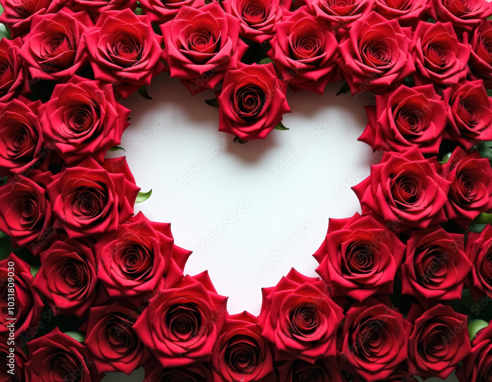A heart-shaped arrangement of red roses A heart-shaped arrangement of red roses